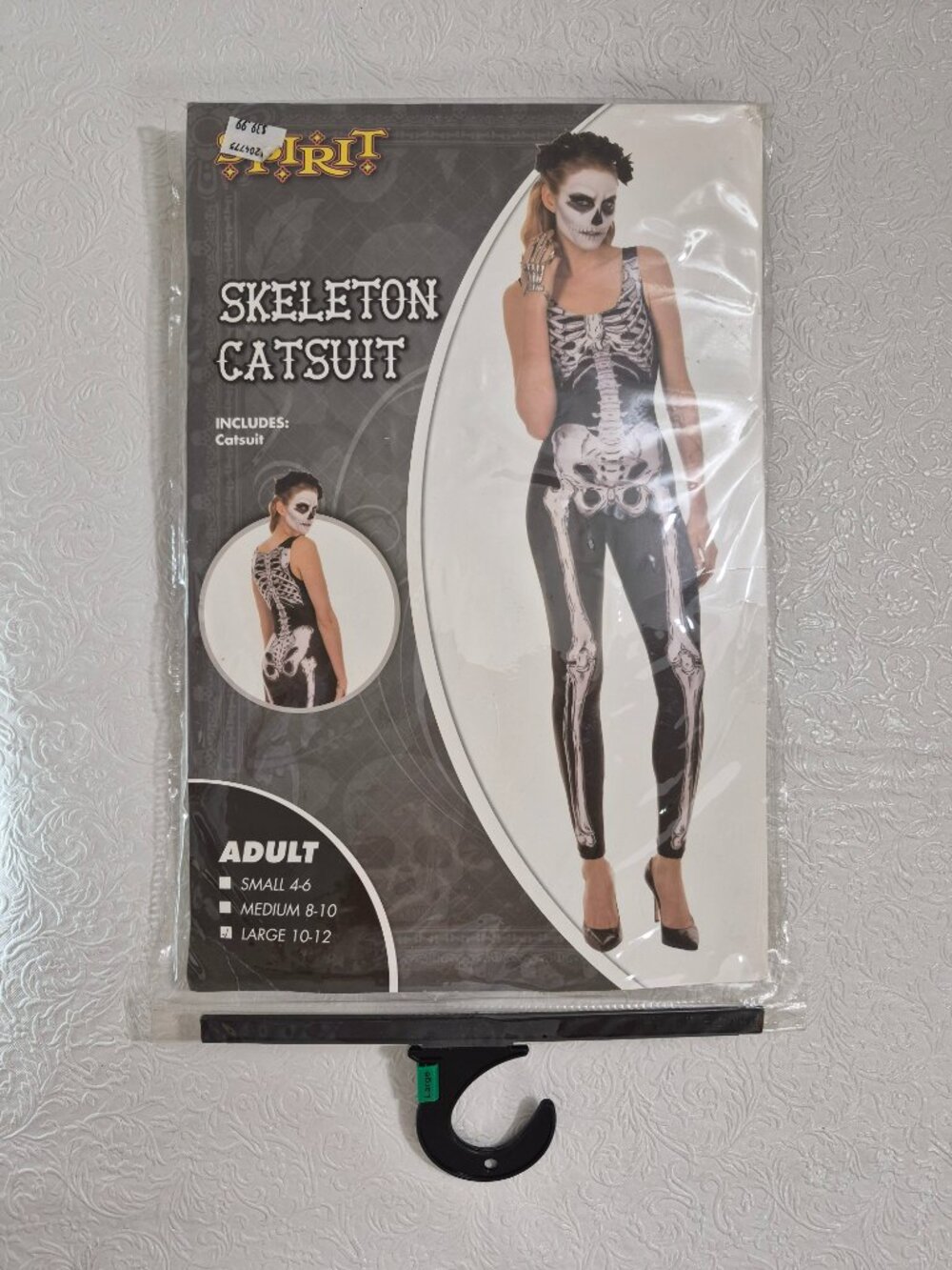 Spirit Womens L Skeleton Catsuit Sleeveless One Piece Black and White (10-12)